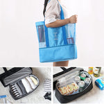 Portable Double Layer Mesh Sport Duffel Beach Picnic Shoulder Storage Bag Handbag, Double Layer Handbag(Green), Double Layer Handbag(Blue)