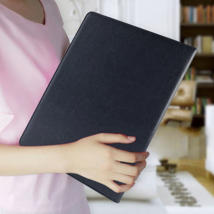 مجلد مستندات من الجلد بأسلوب الأعمال للمكتب مع دفتر ملاحظات A4 من 30 صفحة وآلة حاسبة