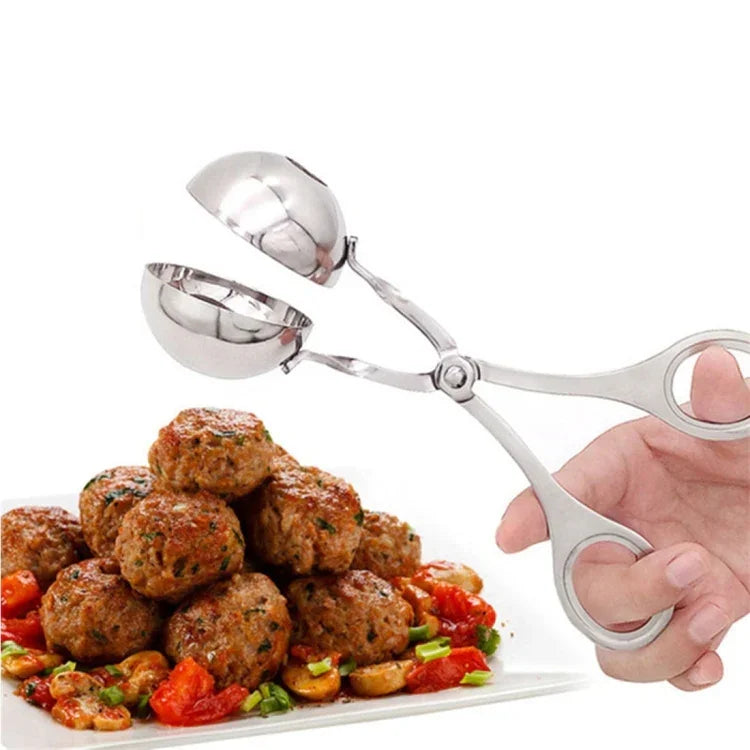 صانع كرات اللحم من الفولاذ المقاوم للصدأ مع مشبك كرات اللحم المحشوة، صانع كرات السمك والأرز، من الفولاذ المقاوم للصدأ