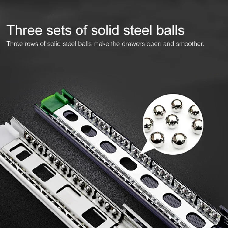 20 inches 3-section Mute Cold Rolled Steel Sliding Drawer Slides Ball Slide Rail Length: 50cm, 20 inches (Cold Rolled Steel)
