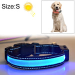 طوق إضاءة LED بشحن شمسي + USB للكلاب متوسطة وكبيرة الحجم، مقاس محيط الرقبة: S، 35-40 سم، المقاس: S