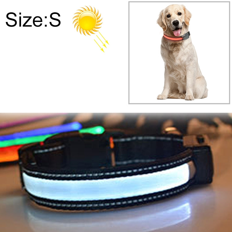 طوق إضاءة LED بشحن شمسي + USB للكلاب متوسطة وكبيرة الحجم، مقاس محيط الرقبة: S، 35-40 سم، المقاس: S
