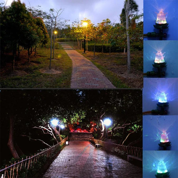 رشاش عشب مضيء LED رشاش ماء أوتوماتيكي للحدائق في الهواء الطلق فوهة ري للفناء، رشاش عشب LED