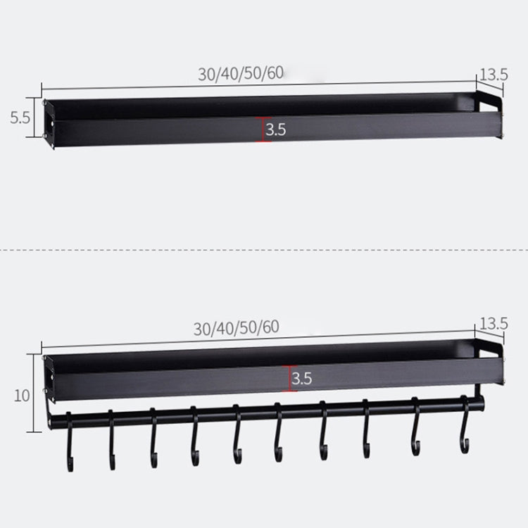40cm Kitchen Multi-function Wall Hanging Holder Seasoning Storage Rack, 40cm(Black)