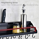 A Version 50cm 2 Cup 8 Hooks Kitchen Multi-function Wall-mounted Condiment Storage Rack, A Version 50cm 2 Cup