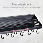 B Version 50cm 2 Cups 10 Hooks Kitchen Multi-function Wall-mounted Condiment Storage Rack, B Version 50cm 2 Cups