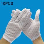 10 Pairs Anti-static Stripe Plastic Gloves, Size：Free Size, Plastic Gloves