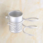 حامل مجفف شعر مثبت على الحائط مع خطاف منظم لحمام، مع حامل شبكي