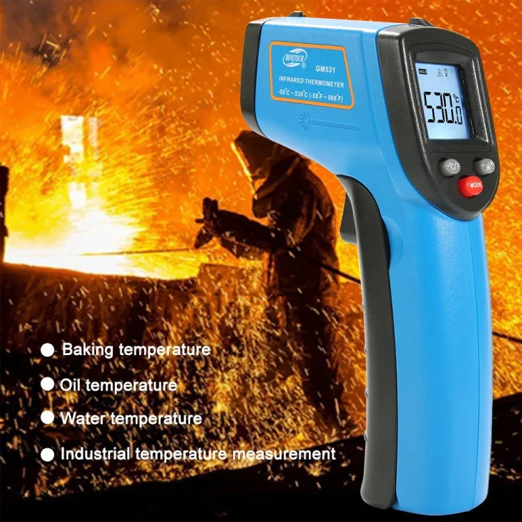 مقياس حرارة يدوي رقمي بالأشعة تحت الحمراء BENETECH GM531 للطهي، نطاق القياس: -50~530 درجة مئوية، GM531