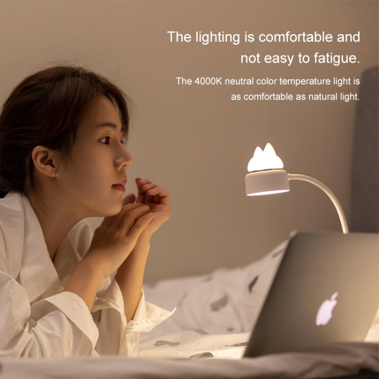 مصباح مكتب ليلي LED بتصميم مصدر ضوء مزدوج على شكل قطة، يدعم التحكم بثلاث مستويات سطوع