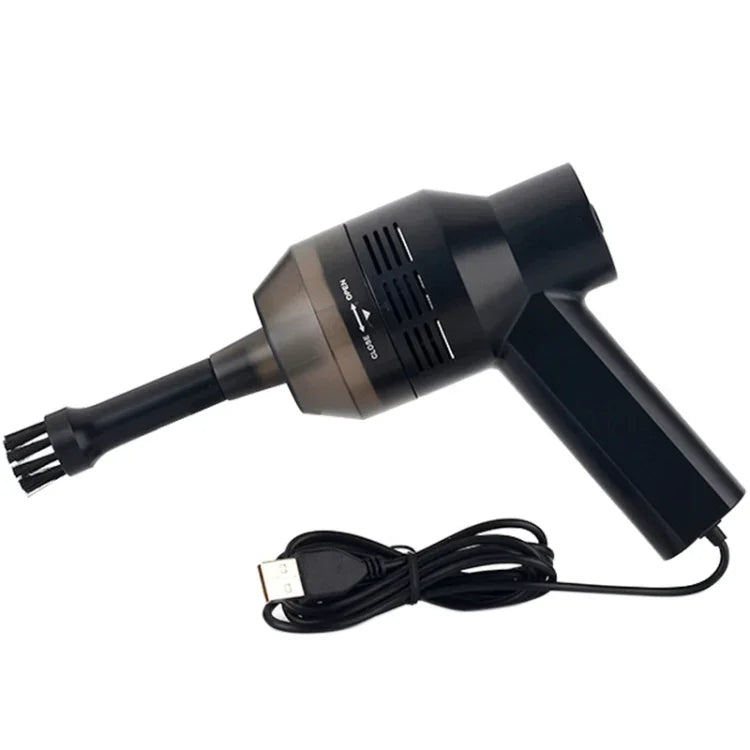 مكنسة شفط محمولة USB بقوة 3.5 واط HK-6019A مع فرشاة لتنظيف لوحة المفاتيح، مجموعة تنظيف يدوية لأجهزة الكمبيوتر المحمولة / الحيوانات الأليفة، طول كابل USB: 1.8 م، DC 5V (أسود)