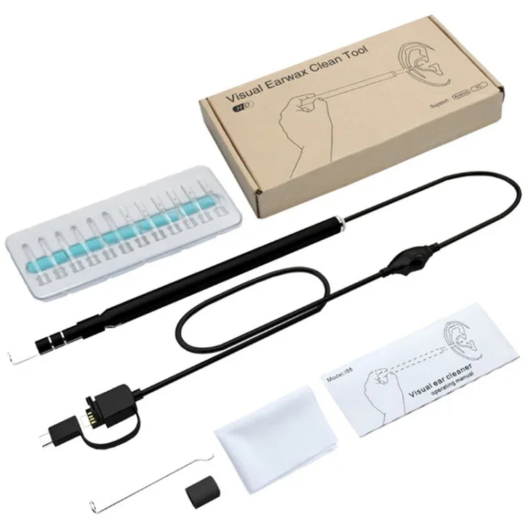 كاميرا فحص أذن USB 3 في 1 i95، كاميرا HD 0.3 ميجابكسل، ملعقة أذن بصرية لهواتف أندرويد OTG والكمبيوتر وماك بوك، كابل بطول 1.75 متر، 3 في 1 أبيض 0.3 ميجابكسل