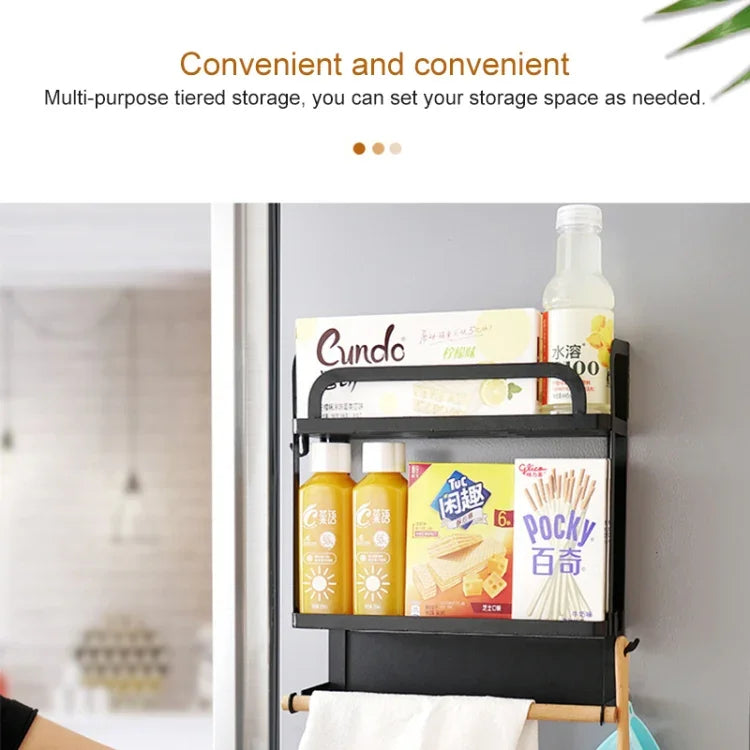 Kitchen Double Layers Magnetic Refrigerator Rack Storage Holder, Double Layers