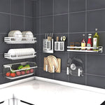 حامل توابل مطبخ جداري من الفولاذ المقاوم للصدأ 304، حامل توابل