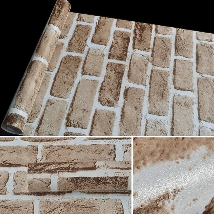 ورق حائط زخرفي ثلاثي الأبعاد بحجر طوبي عتيق إبداعي، ملصقات ورق حائط مقاومة للماء لغرفة النوم وغرفة المعيشة، الحجم: 45 × 1000 سم، حجر طوبي عتيق