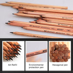 12 قطعة أقلام رصاص خشبية للرسم والكتابة مع رأس 2B مسبق التسنين، 2B