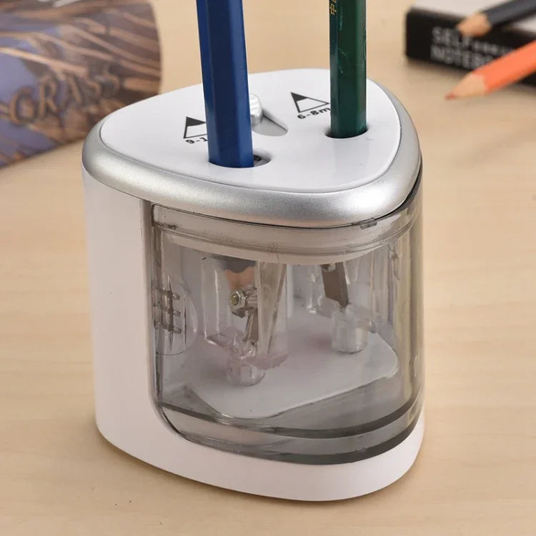 مبراة أقلام كهربائية تعمل بالبطارية بمكانين للمكتب أو المدرسة، تسليم لون عشوائي، مبراة كهربائية بمكانين