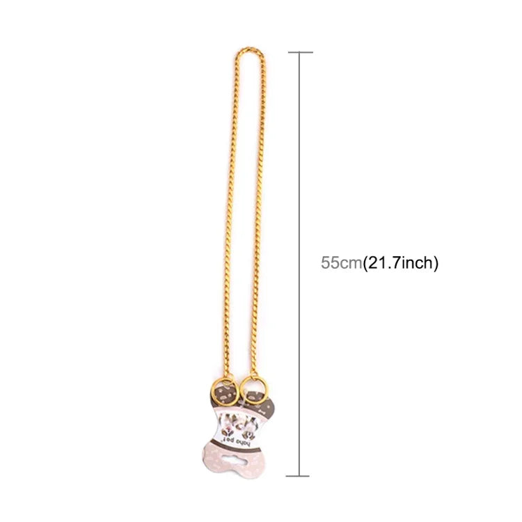 Metal dog collar featuring a stylish golden snake chain design, length 55cm, ideal for pets.