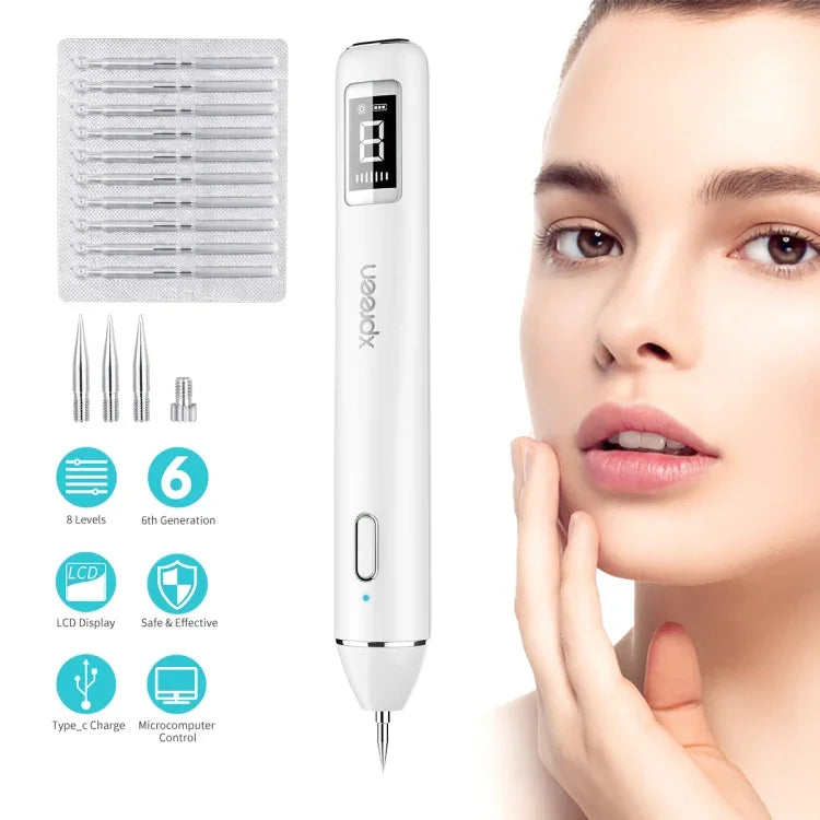 Xpreen XPRE061 مزيل محترف للبقع الداكنة والنمش والوشم، مزيل الثآليل والشامات قابل للشحن، مع شاشة LED وكشاف ضوئي