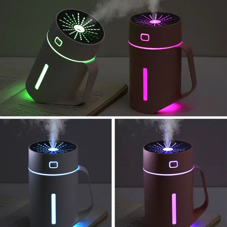 مرطب هواء ذكي صامت على شكل كوب ماء مع ضوء ليلي LED، جهاز ترطيب بالرش ML-S2