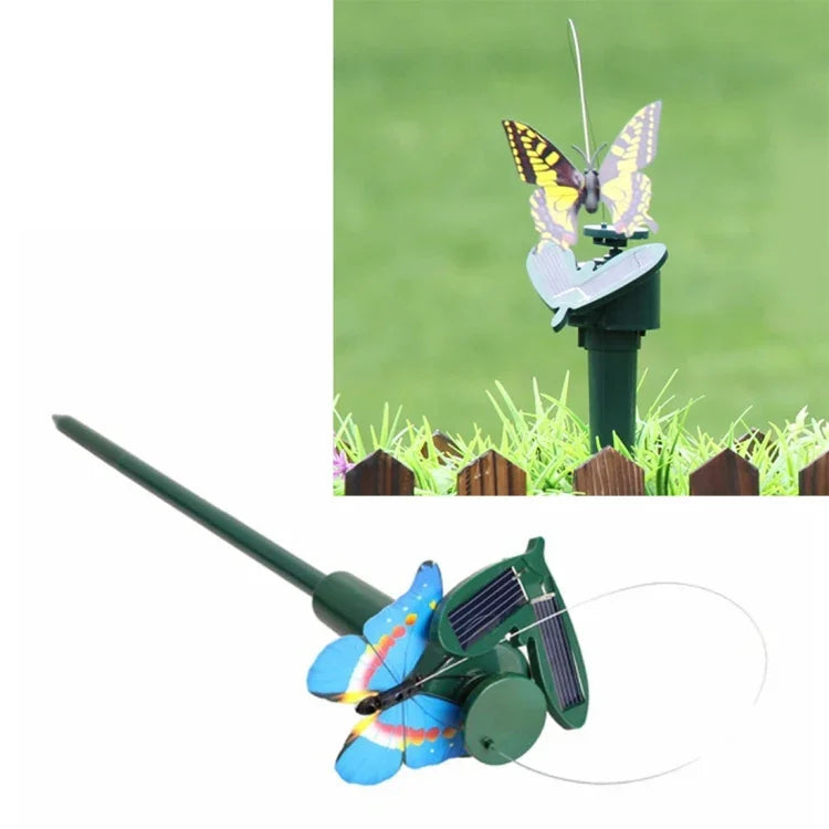لعبة زينة حديقة دوارة كهربائية تعمل بالطاقة الشمسية على شكل فراشة وطيور الطنان، لعبة مضحكة، زينة ريفية، فراشة 2
