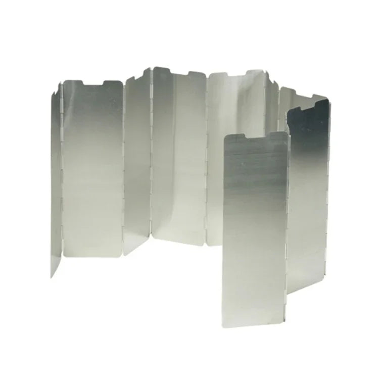 شاشة واقية قابلة للطي من الألمنيوم للموقد المحمول للنزهات والتخييم في الهواء الطلق، 10 قطع