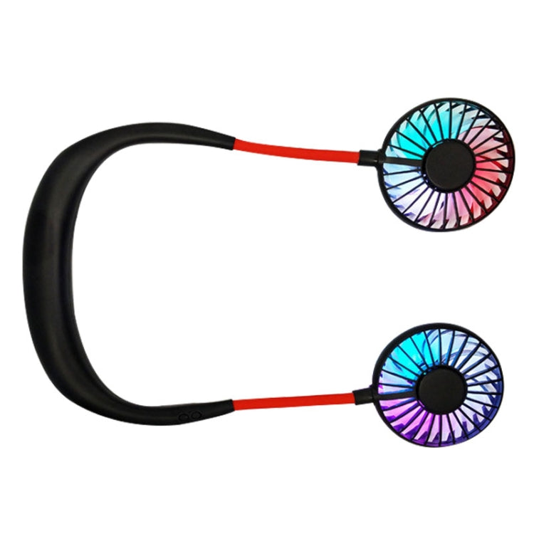 مروحة صغيرة مبتكرة معلقة على الرقبة مع إضاءة LED خارجية، F008 (أسود)، F008، F008 (أزرق)، F008 (أبيض)