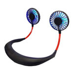 مروحة صغيرة مبتكرة معلقة على الرقبة مع إضاءة LED خارجية، F008 (أسود)، F008، F008 (أزرق)، F008 (أبيض)