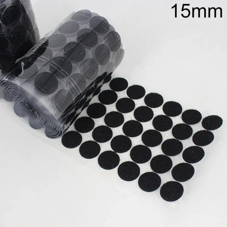 1000 PCS 16mm Round Nylon Adhesive Hook and Loop Fastener, 15mm (Black), 15mm (White)