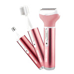 220V 3 In 1  Water Proof Rechargeable Vibrissa Eyebrows Trimmer Body Hair Denuding Machine Set, EU Plug