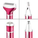 مجموعة ماكينة إزالة شعر الجسم والحواجب قابلة لإعادة الشحن عبر USB 4 في 1 مع كابل USB، 4 في 1