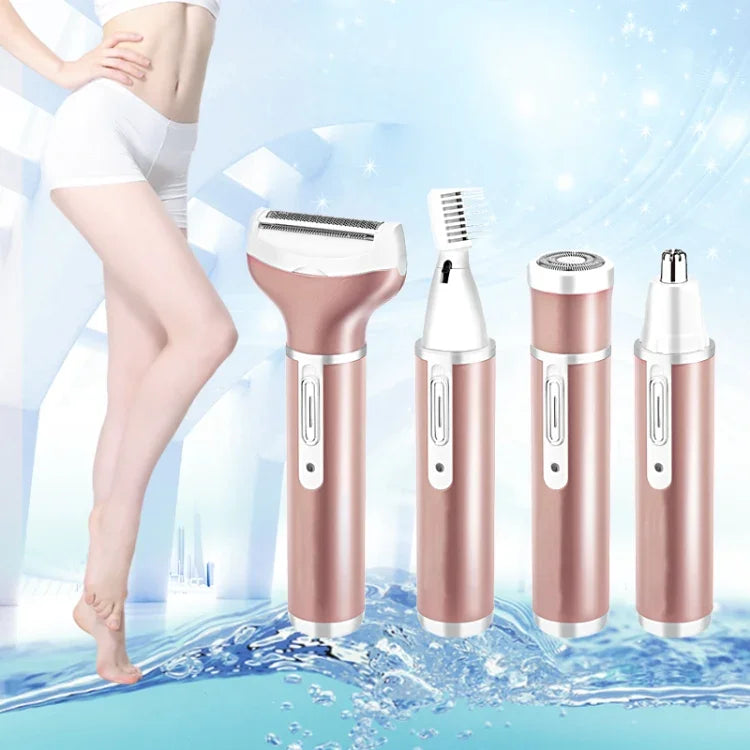 مجموعة ماكينة إزالة شعر الجسم والحواجب قابلة لإعادة الشحن عبر USB 4 في 1 مع كابل USB، 4 في 1