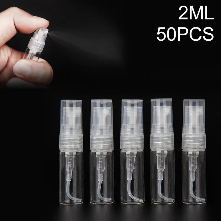 50 قطعة زجاجة عطر بخاخة زجاجة عطر زجاجة فارغة، السعة: 2ML (شفافة)، 2ML (شفافة)