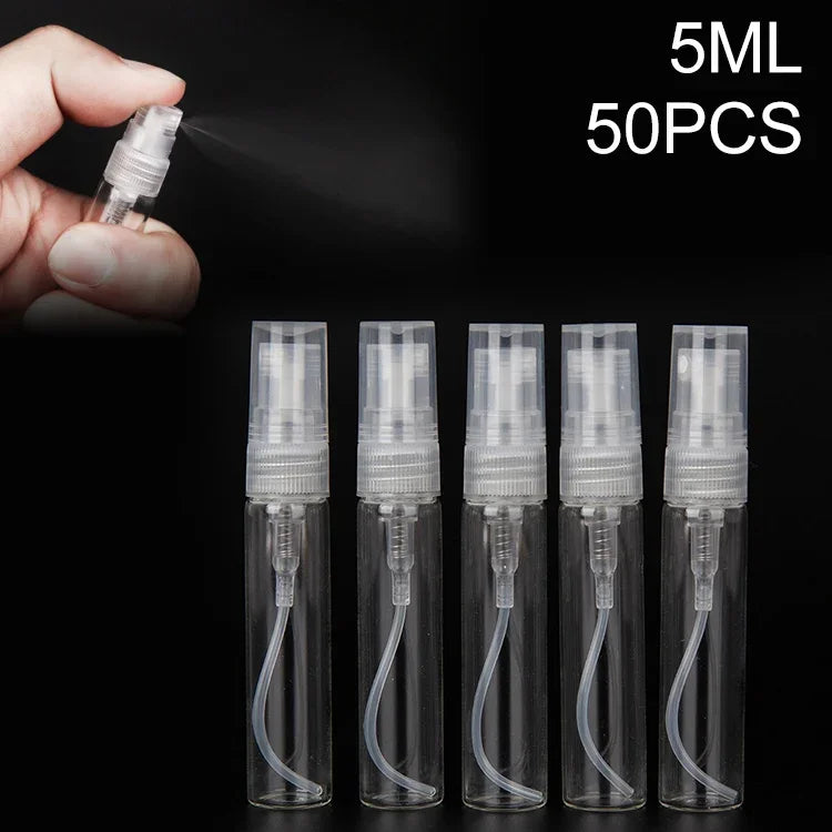 50 قطعة زجاجة عطر بخاخة زجاجة عطر زجاجة فارغة، السعة: 5ML (شفافة)، 5ML (شفافة)
