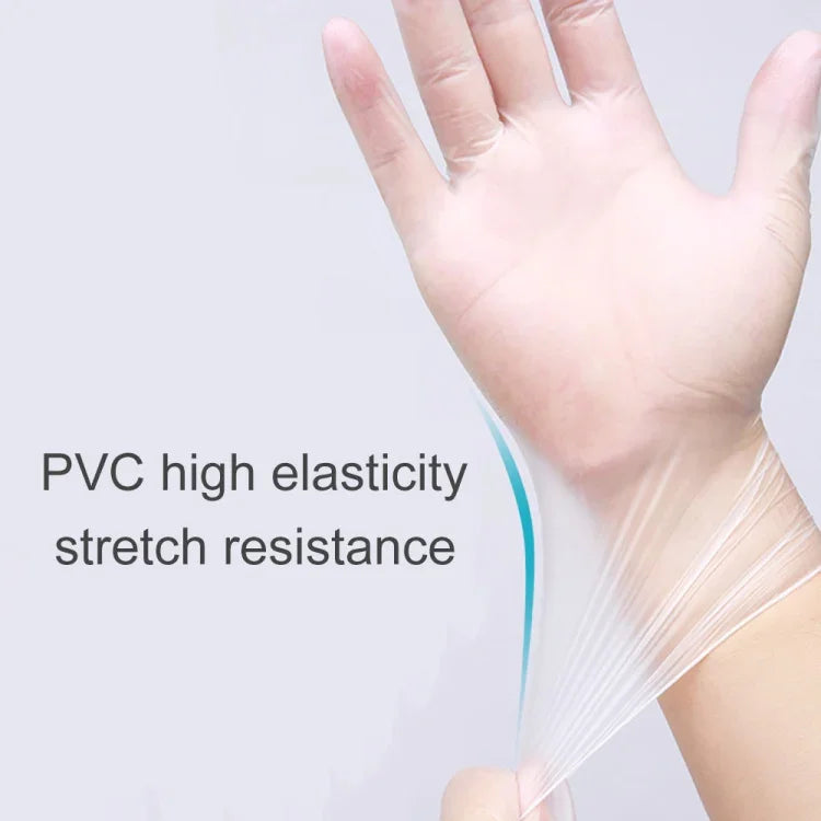 100 قطعة قفازات فحص PVC شفافة للاستعمال مرة واحدة، قفازات واقية للمس، الحجم: L، 100 قطعة L