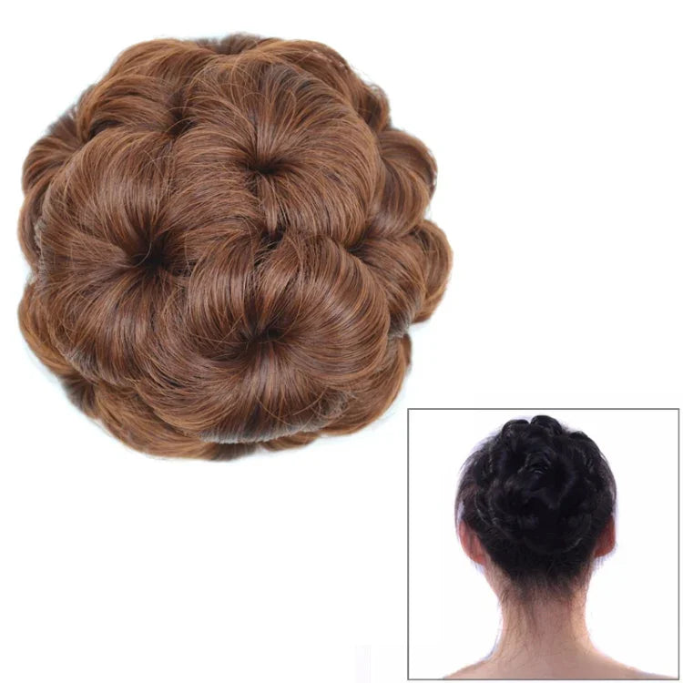 30M33# باروكة رأس كرة مع دبوس شعر مزهر حقيبة شعر عصابة رأس للعروس، 30M33#