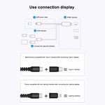 كابل 3 في 1 مايكرو USB + USB-C / تايب-C + 8 بن إلى HDMI HDTV