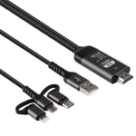 كابل 3 في 1 مايكرو USB + USB-C / تايب-C + 8 بن إلى HDMI HDTV