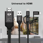 كابل 3 في 1 مايكرو USB + USB-C / تايب-C + 8 بن إلى HDMI HDTV