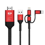 كابل 3 في 1 مايكرو USB + USB-C / تايب-C + 8 بن إلى HDMI HDTV
