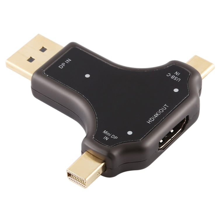 محول D63A 3 في 1 من DisplayPort + Mini DP + USB-C / Type-C ذكر إلى HDMI أنثى، D63A