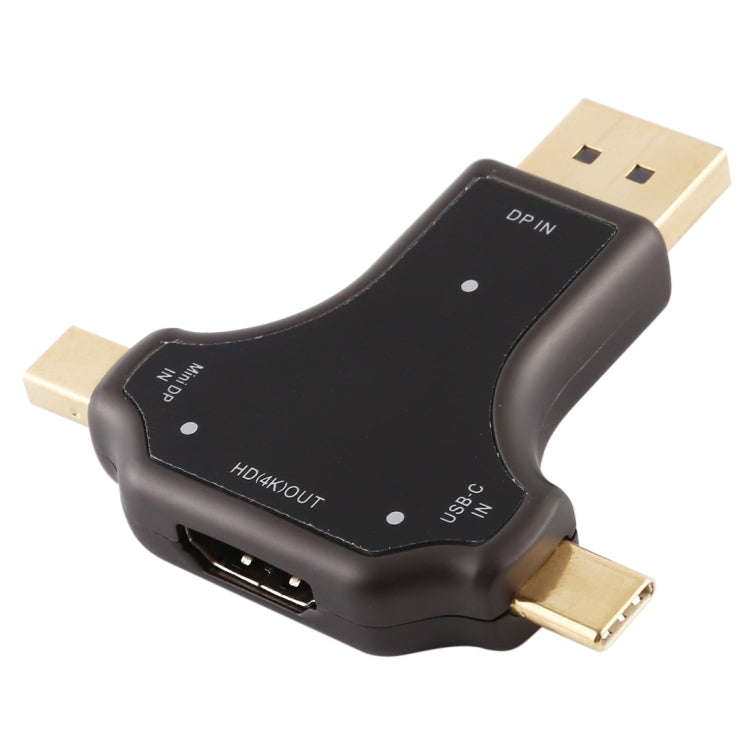 محول D63A 3 في 1 من DisplayPort + Mini DP + USB-C / Type-C ذكر إلى HDMI أنثى، D63A