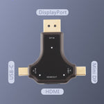 محول D63A 3 في 1 من DisplayPort + Mini DP + USB-C / Type-C ذكر إلى HDMI أنثى، D63A