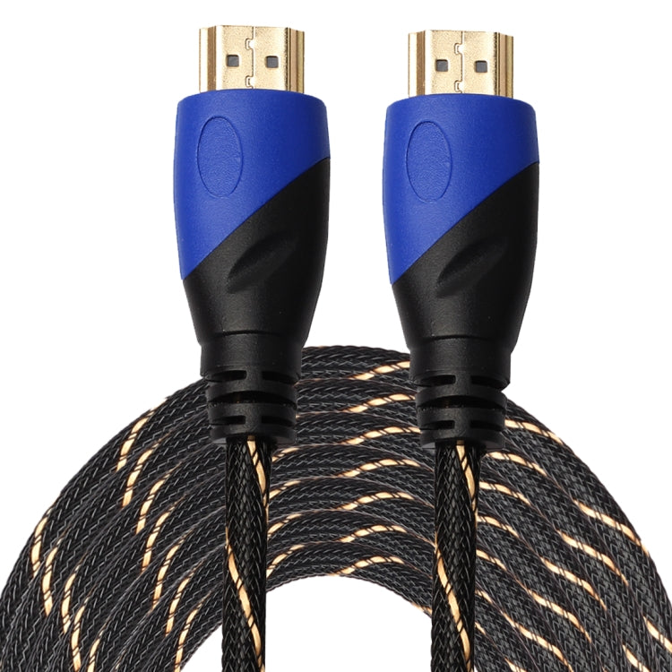 كابل HDMI 1.4 بطول 15 متر 1080P بخط شبكي منسوج، رأس أزرق وأسود، موصل صوت وفيديو HDMI ذكر إلى HDMI ذكر، الطول: 15 متر