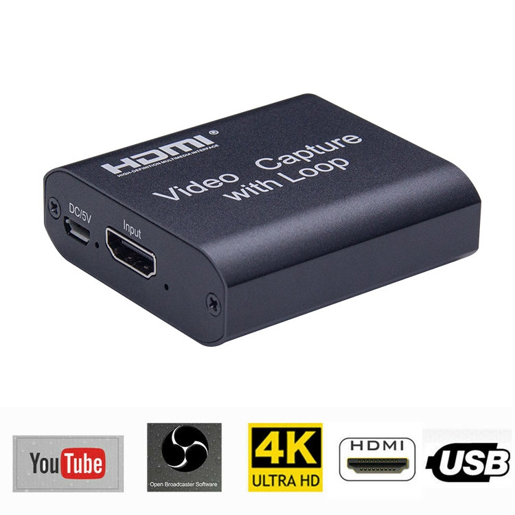 بطاقة التقاط فيديو USB 2.0 إلى HDMI بدقة 4K HD مع حلقة