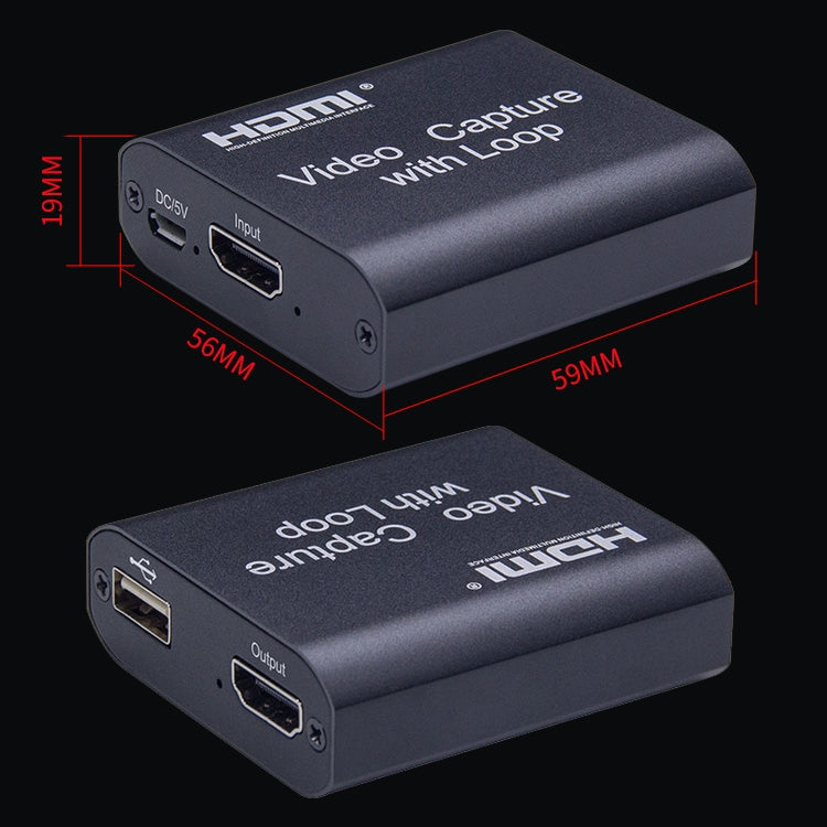 بطاقة التقاط فيديو USB 2.0 إلى HDMI بدقة 4K HD مع حلقة