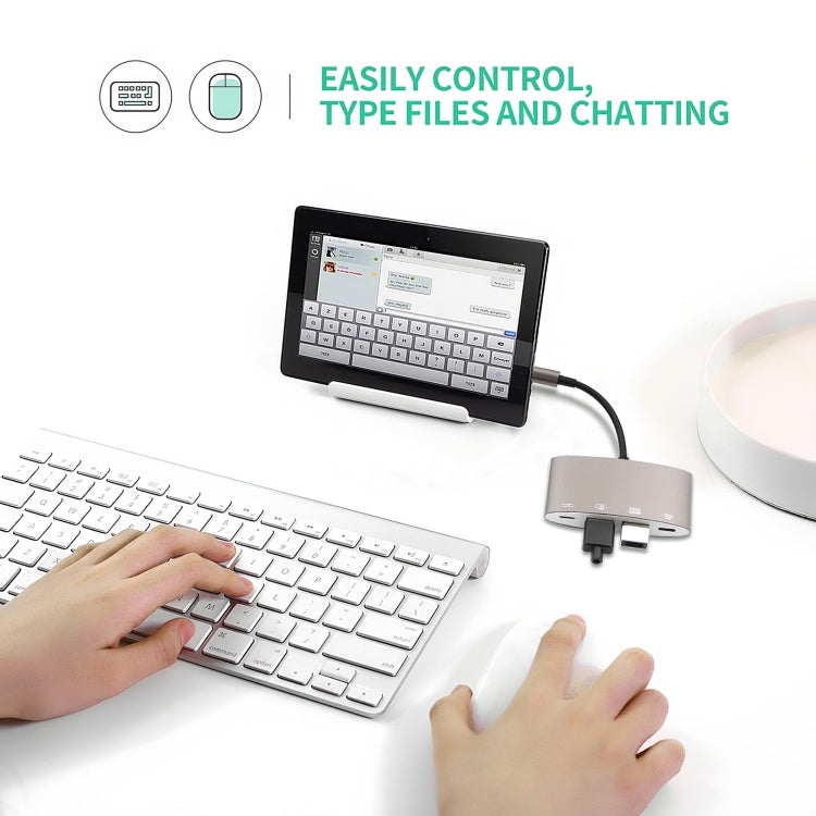 محول متعدد الوظائف 1040KEY من 8 دبابيس إلى USB + Type-C / USB-C + OTG، 1040KEY