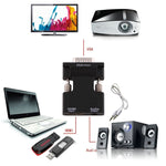 محول HDMI أنثى إلى VGA ذكر مع مخرج صوتي لمشاريع العرض، شاشات المراقبة، أجهزة التلفاز، HDMI إلى VGA + صوت