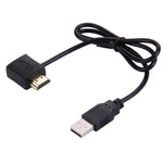 كابل محول HDMI أنثى + HDMI ذكر إلى USB 2.0 ذكر بطول 50 سم، HDMI أنثى + ذكر