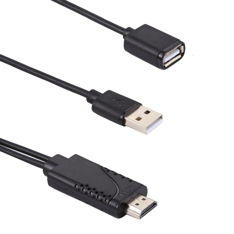 كابل محول 1080P USB 2.0 ذكر + USB 2.0 أنثى إلى HDMI HDTV AV لهواتف iPhone / iPad والهواتف الذكية أندرويد